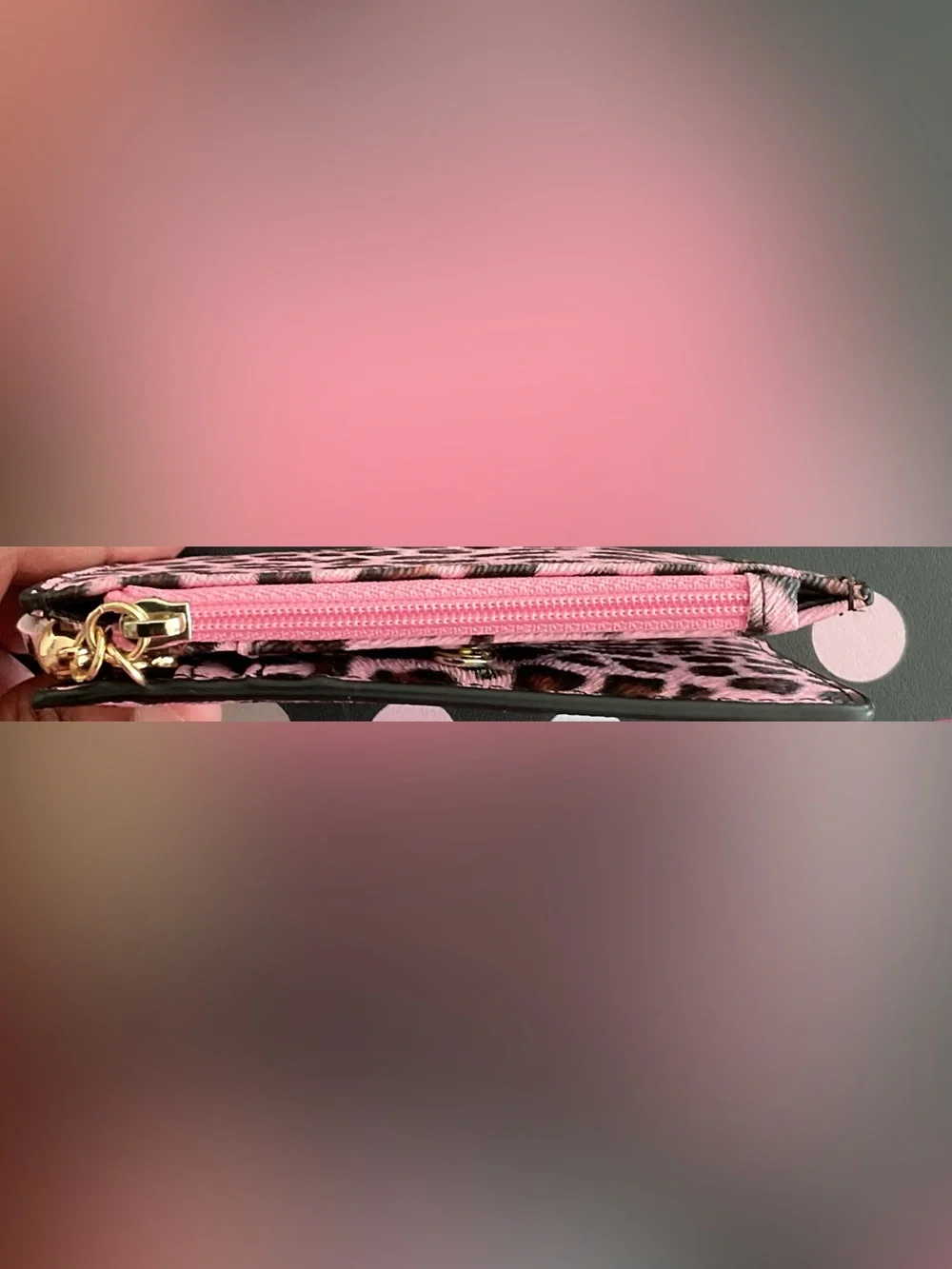 Leopard Pink Small Bifold Slim Mini Wallet